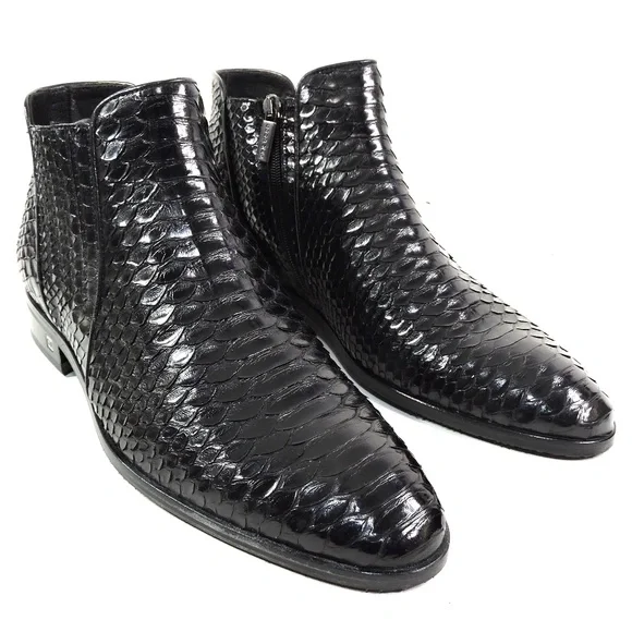 GOODMAN ?? MEN\'S BLACK SOFT PYTHON LEATHER COMFORT BOOTS GOODMAN ?? MEN main image 2